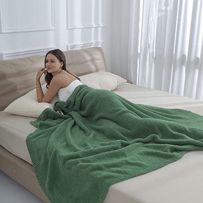 bearberry Knit Throw Blanket 50x60 Green Super Soft Plush for Couch - color: Avocado Green, size: Throw(50″x60″)