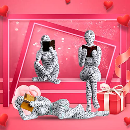 Reading Lady Statue, Lady Statue Decorative Female Figurine Thinker Statue Aesthetic Sculpture for Room, Bookshelf, Desk, Modern Abstract Decor - style: D