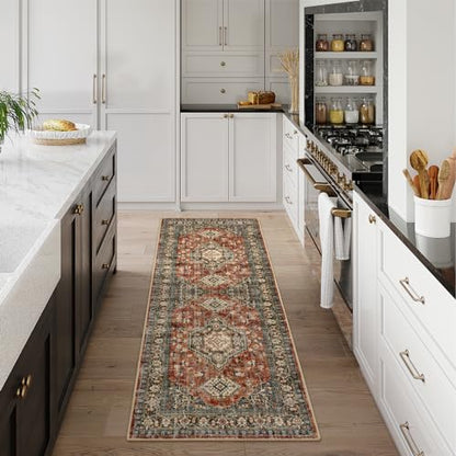 Lahome Oriental Kitchen Runner Rug Non Slip, 2x5 Washable Hallway Runner - color: Brick Red, size: 2' x 5' (Runner)