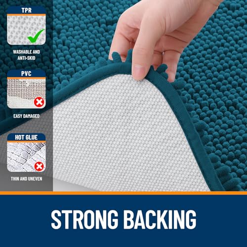 OLANLY Toilet Rugs U-Shaped 20x20, Soft Absorbent Chenille Contour Rugs - color: Peacock Blue, size: 20" X 20" Contour Rug
