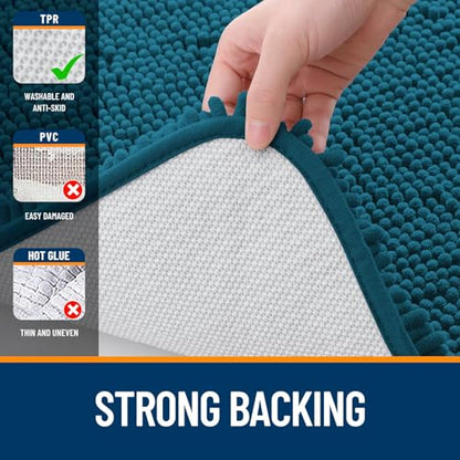 OLANLY Toilet Rugs U-Shaped 20x20, Soft Absorbent Chenille Contour Rugs - color: Peacock Blue, size: 20" X 20" Contour Rug