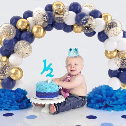 Patimate Navy Blue Gold Latex Party Balloons Set 50 pcs 12 inch - color: Navy Blue Gold