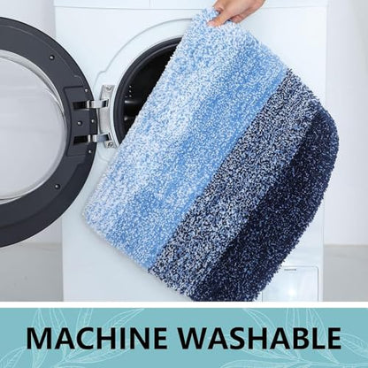 Arotive Microfiber Bathroom Rugs, Shaggy Soft Absorbent Bath Rug, 70x24 - color: Blue, size: 70" X 24"