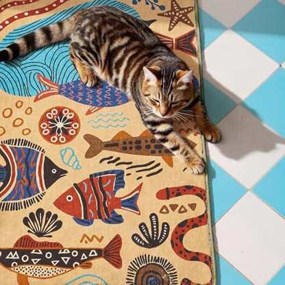 jinchan 2x3 Coastal Area Rug Washable Kids Rug Colorful Ocean Fish Mat, Tan - color: Undersea Stroll Light Taupe, size: 2' x 3' (Rectangular)