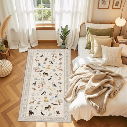 Beige Hallway Runner Rug 2x4 for Bedroom Kitchen - color: Beige Dog, size: 2' x 4' (Rectangular)