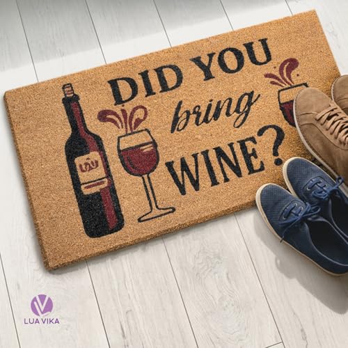 Funny Coir Door Mats Outside and Inside, Wine, 17 x 30 in - color: Wine