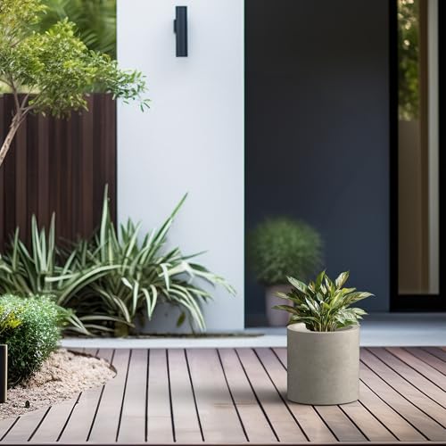 Kante 9.8" Tall Cylinder Concrete Planter, Weathered Small Round Flower Pot - color: Weathered Concrete, size: 9.8" Dia