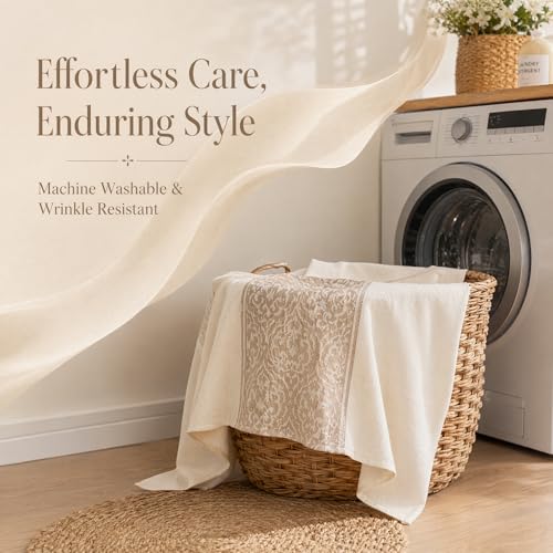 Extra Long Rectangle Linen Tablecloth Spillproof Cloth, 55x134 Inch - color: Beige Bx, size: 55"x134"fits 12 seats (table length 110"-116")