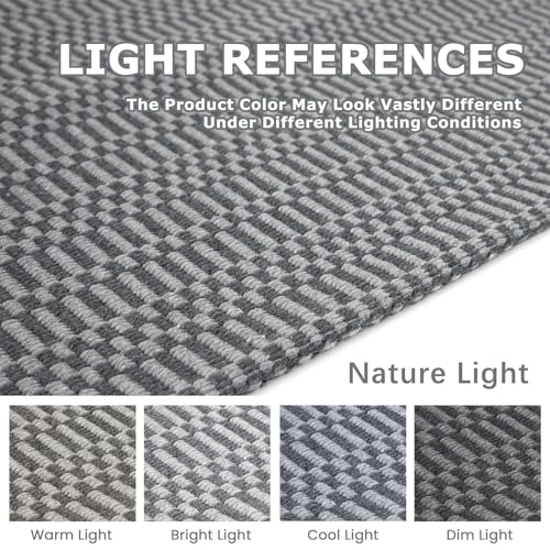 KOZYFLY 2x5 Runner Rug, Washable Non Slip Woven Kitchen Hallway Rug, Grey - color: Charcoal Grey/Dark Grey, size: 2' x 5' (Rectangular)