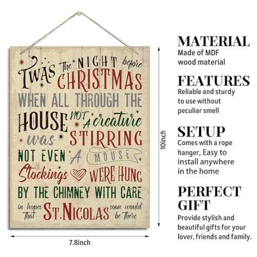 Christmas Wood Sign, Farmhouse Christmas Decor, Rustic Hanging Wood Plaque Sign, Home Decor for Xmas Holiday,Xmas Themed Wall Decoration - color: Style 01