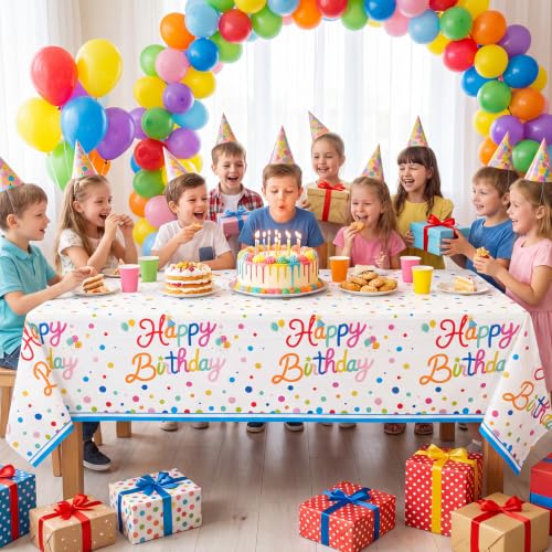 3 Pack Plastic Birthday Tablecloth, 54 x 108 Inch Birthday Decorations - color: Birthday