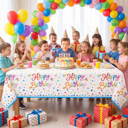 3 Pack Plastic Birthday Tablecloth, 54 x 108 Inch Birthday Decorations - color: Birthday