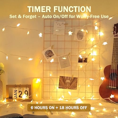 HEYFUNi 39FT 100LED Star String Lights Plug in, Twinkle Lights with Remote - color: Warm White, size: 100 LED-Plug