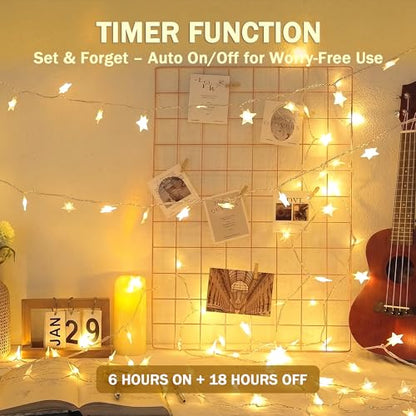 HEYFUNi 39FT 100LED Star String Lights Plug in, Twinkle Lights with Remote - color: Warm White, size: 100 LED-Plug