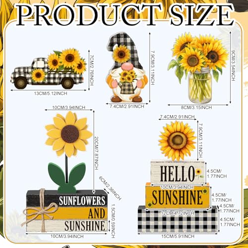 11 Pcs Sunflower Table Centerpiece Decorations, Wooden Stacked Sign - style: Sunflower