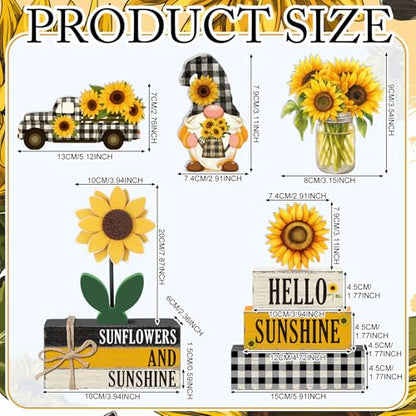 11 Pcs Sunflower Table Centerpiece Decorations, Wooden Stacked Sign - style: Sunflower