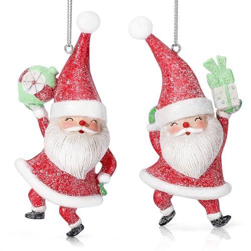 EnrichFun 2026 Figurines Christmas Decorations Resin Décor for Tree Hanging Ornament, Holiday Winter Indoor Home Table Decor Xmas Gifts, Santa Claus 2-Pack, 4 in - color: Santa Claus