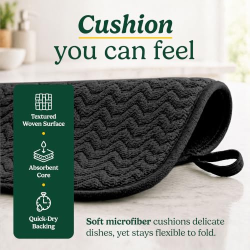 Cuisinart Dish Drying Mat for Kitchen Counter, 2-Pack XL 18"x24" - color: Geostripe Jet Black