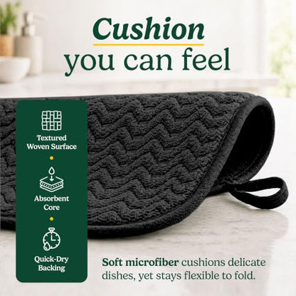 Cuisinart Dish Drying Mat for Kitchen Counter, 2-Pack XL 18"x24" - color: Geostripe Jet Black