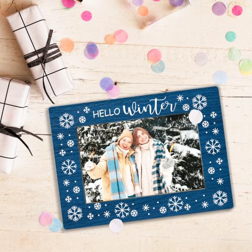 Blue Snowflake Picture Frame, Hello Winter Photo Frame 4x6 - color: blue snowflake