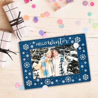 Blue Snowflake Picture Frame, Hello Winter Photo Frame 4x6 - color: blue snowflake