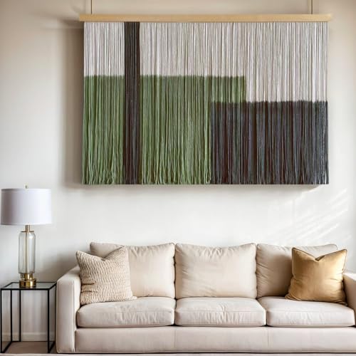 Sdjazl Woven Boho Macrame Wall Hanging Home Decor Tapestry Dip-Dyed Large Modern Fiber Colorful Mountain Landspace For Living room (black) - color: black