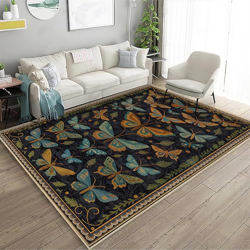 Butterfly Rug 4x6 for Living Room Butterflies Insect Machine Washable Rugs - color: Butterfly, size: 4' x 6' (Rectangular)