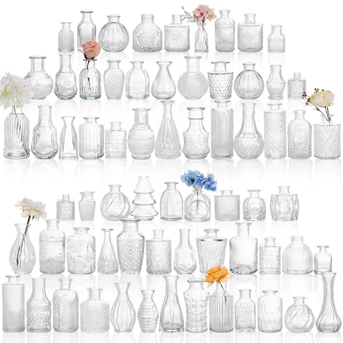 68pcs Clear Glass Bud Vase Set, Small Glass Vases for Centerpieces in Bulk - color: Clear, size: 68pcs