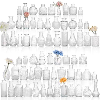 68pcs Clear Glass Bud Vase Set, Small Glass Vases for Centerpieces in Bulk - color: Clear, size: 68pcs