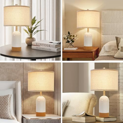 GyroVu Table Lamps Set of 2, Bedside Table Lamp for Bedroom Living Room - color: White