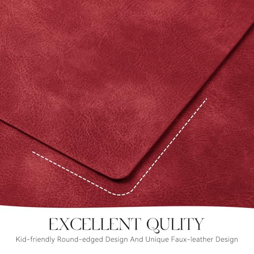 MOSAYT Vinyl Faux Leather Placemats, Set of 6, Red - color: Red