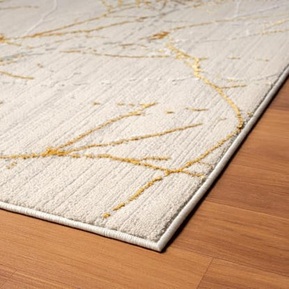 LUXE WEAVERS Modern Abstract Non-Shedding Area Rug Gold 2x8 - color: Gold, size: 2' x 8' (Rectangular)
