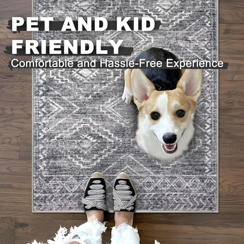 KILOCOCO Washable Runner Rug 2x6 ft Non-Slip Hallway Runners, Grey - color: Grey, size: 2' x 6' (Runner)