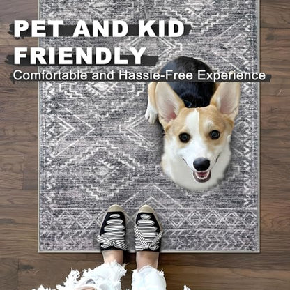 KILOCOCO Washable Runner Rug 2x6 ft Non-Slip Hallway Runners, Grey - color: Grey, size: 2' x 6' (Runner)