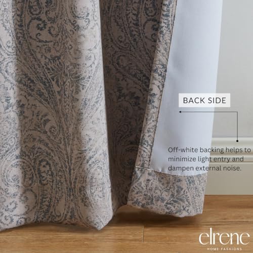 Threadmade Vittoria Paisley Printed Blackout Curtain Panel, Gray - 52" W x 84" L - color: Grey, size: 52"W x 84"L (Pack of 1)