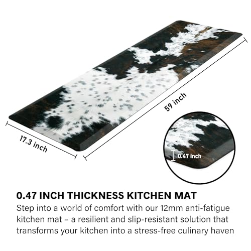 Tyrot Cowhide Kitchen Mat Cushioned Anti Fatigue, 17.3x60 - size: 59"L x 17.3"W x 0.5"Th