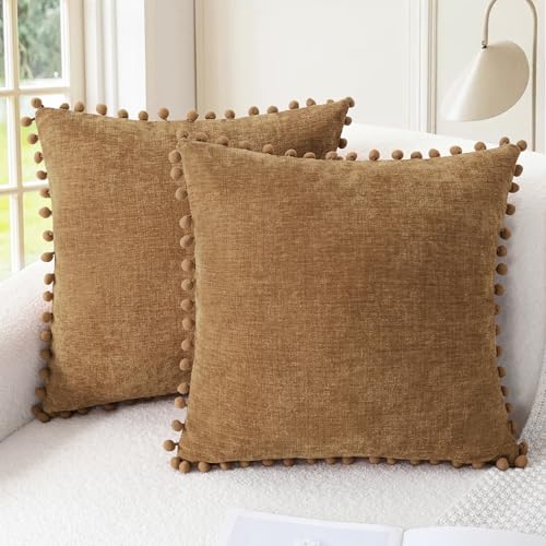 CaliTime Decorative Couch Throw Pillow Covers 16 X 16 Inches Apricot Brown - color: Apricot Brown, size: 16" x 16" (Pack of 2)