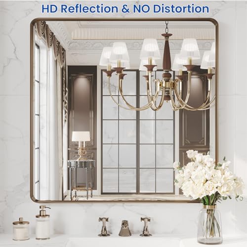 WEER Bronze Bathroom Vanity Mirror 36X36 Inch - color: Bronze, size: 36"L x 36"W