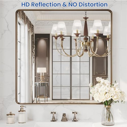 WEER Bronze Bathroom Vanity Mirror 36X36 Inch - color: Bronze, size: 36"L x 36"W