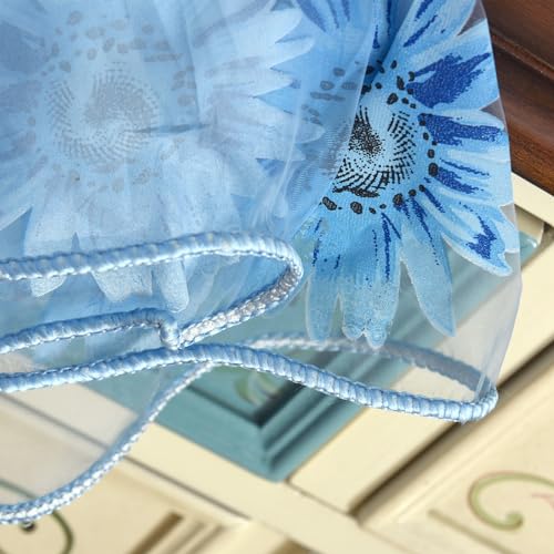 Ufurty 2pcs Sunflower Window Curtain Blue Floral Voile Sheer Curtains - color: Blue Flower, size: 39.4"W x 78.7"L (Pack of 2)