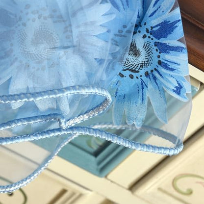Ufurty 2pcs Sunflower Window Curtain Blue Floral Voile Sheer Curtains - color: Blue Flower, size: 39.4"W x 78.7"L (Pack of 2)