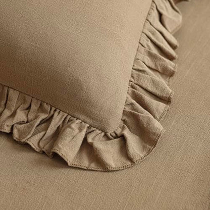 Foindtower Linen Fringe Ruffle Throw Pillow Covers 18×18 Inch Light Brown - color: Cocoa Brown, size: 18" x 18" (Pack of 2)