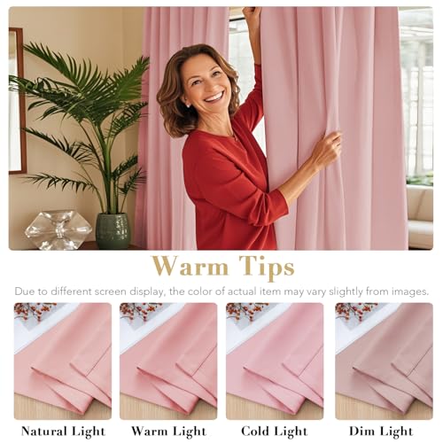 H.VERSAILTEX Blackout Curtains Thermal Insulated Window Treatment Panels Room Darkening Blackout Drapes for Living Room Back Tab/Rod Pocket Bedroom Draperies (2 Panels, Baby Pink, 42 x 54 Inch) - color: Baby Pink, size: 42"W x 54"L (Pack of 2)