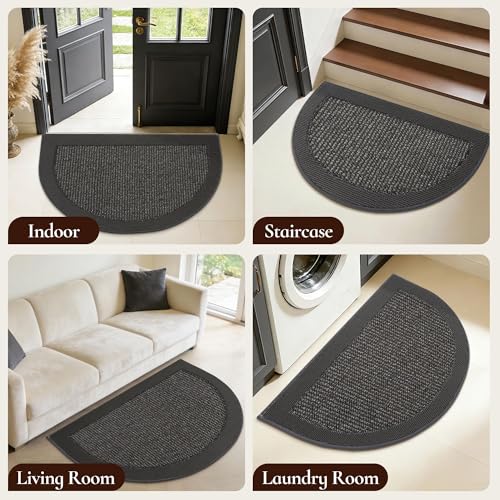 Dirt Trapper Door Mats 32" x 48", Non-Slip & Washable, Dark Grey - color: Dark Grey, size: 32" X 48" (Semicircular)