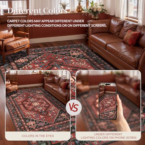 Ciicool 2x3ft Small Area Rug,Washable Boho Thin Mat for Entryway Kitchen - color: Red / Black, size: 2' X 3' (Rectangular)