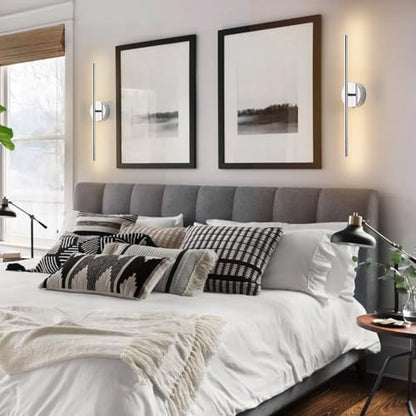 KARTOOSH Battery Operated Wall Sconces Set of Two Wireless Wall Lights - color: Chrome, size: 20.4 Inches