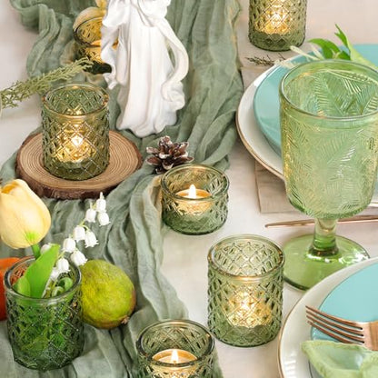36 Pack Votive Candle Holders, Green Glass Tea Light Candle Holders - color: Green