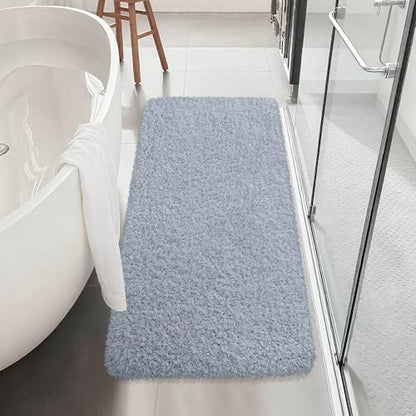 Bathroom Runner Rug 48"x24", Non Slip Long Bath Mat, Blue Grey - color: Blue Grey, size: 48" x 24" (Rectangular)