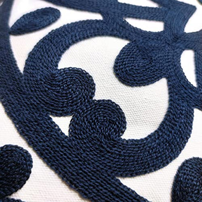 Alysheer Boho Embroidered Lumbar Throw Pillow Cover 12"x 20", 1pc Navy - color: Navy, size: 20" x 12" (Pack of 1)