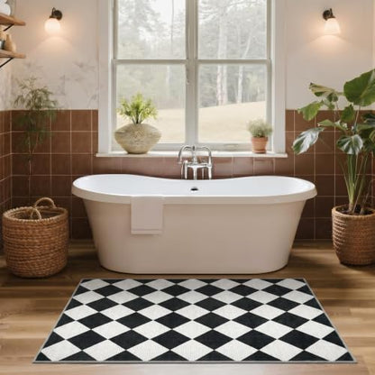 GarveeHome Checkered Entryway Rug 2x3 Black Diamond Washable Front Door Rug - color: Black/White, size: 2' x 3' (Rectangular)